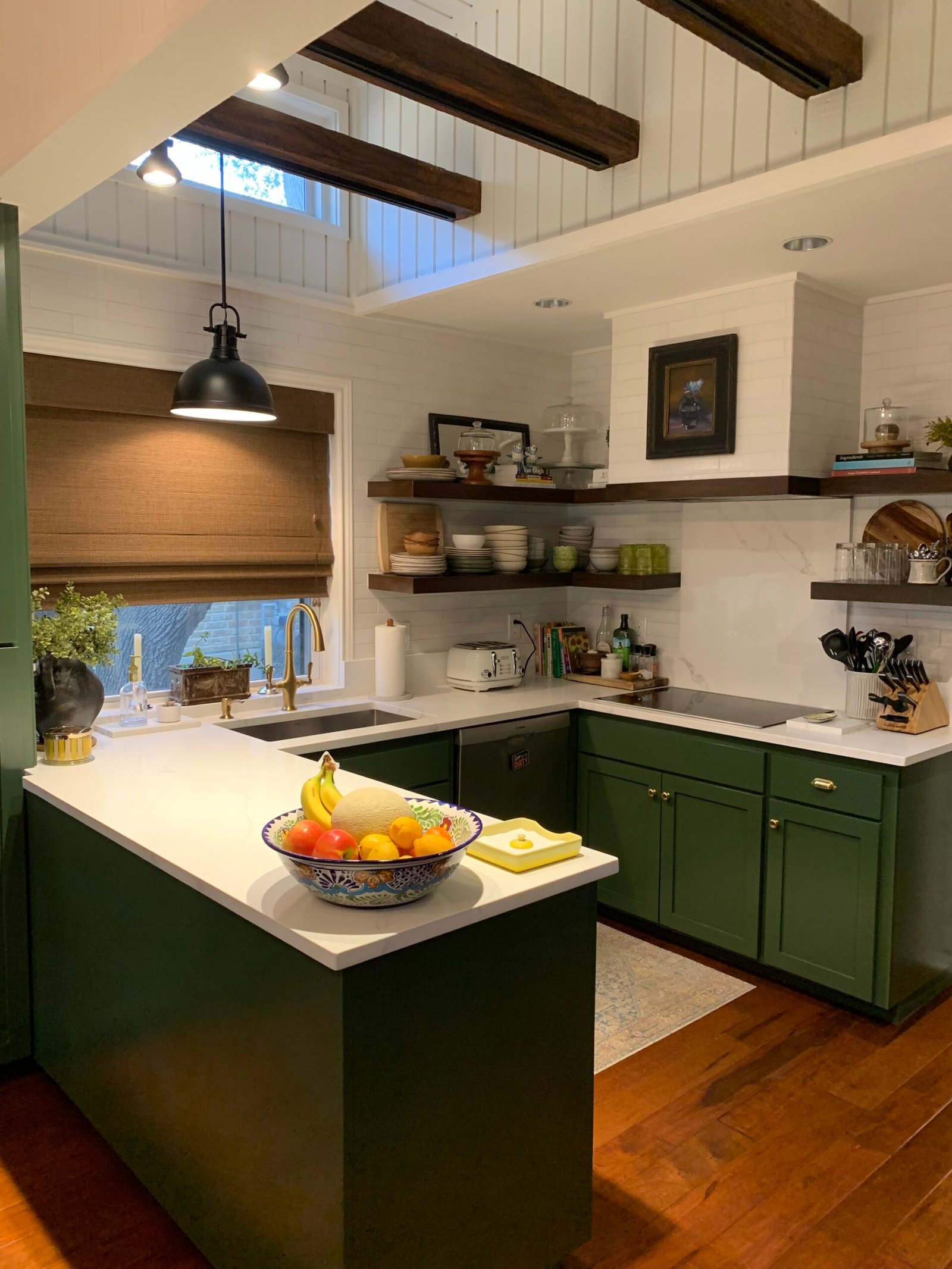 New custom kitchen cabinets installed in a bright San Antonio family kitchen remodel
